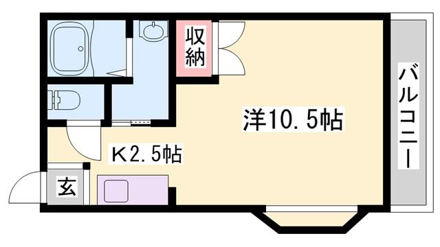 ハイネス花北(1K/2階)の間取り写真