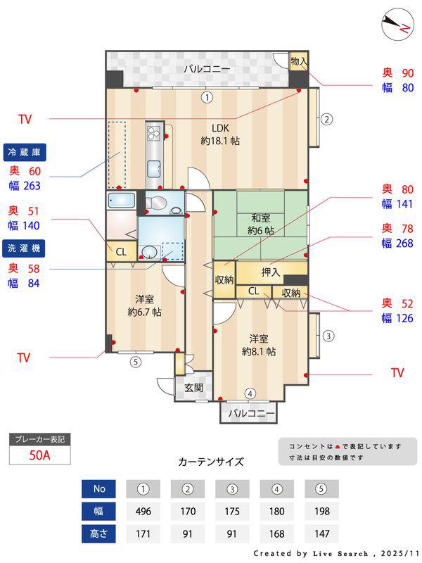 ボスコ薬院(3LDK/3階)の間取り写真