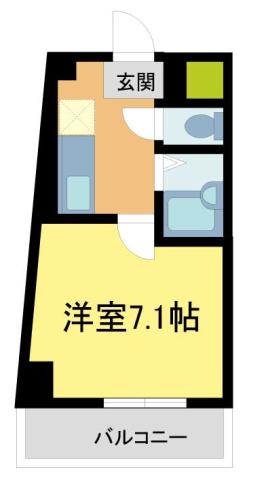 クレセント公光(1K/4階)の間取り写真