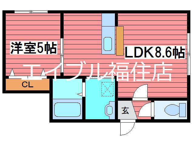 サンタバサ月寒壱番館(1LDK/2階)の間取り写真
