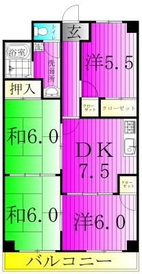 INSURANCE BLDG.XVIインシュランスビルディング16(4DK/3階)の間取り写真