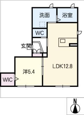 エクラージュ西町(1LDK/1階)の間取り写真