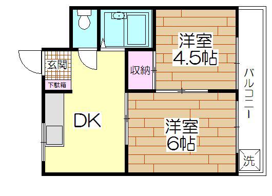 メゾンドール梅島(2DK/3階)の間取り写真