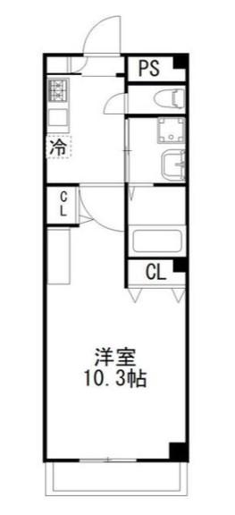 クオーレ南花園(1K/4階)の間取り写真