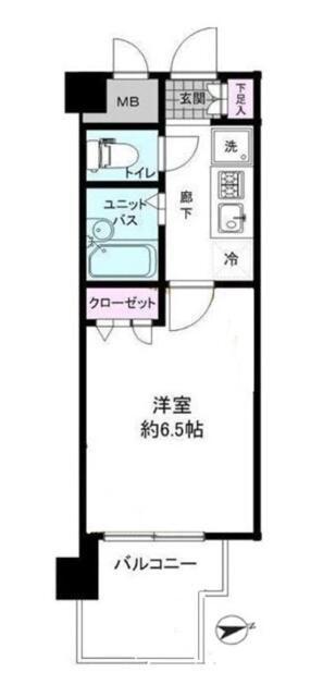 メインステージ広尾(1K/4階)の間取り写真
