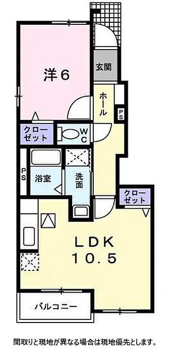 エアリー・ミニヨンA(1LDK/1階)の間取り写真