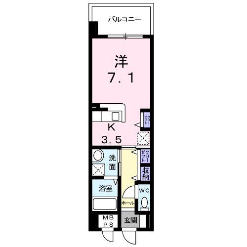 プリマヴェーラ NOZOMI(1K/8階)の間取り写真
