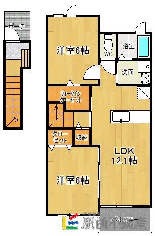 メゾン・ド・ベル I(2LDK/2階)の間取り写真