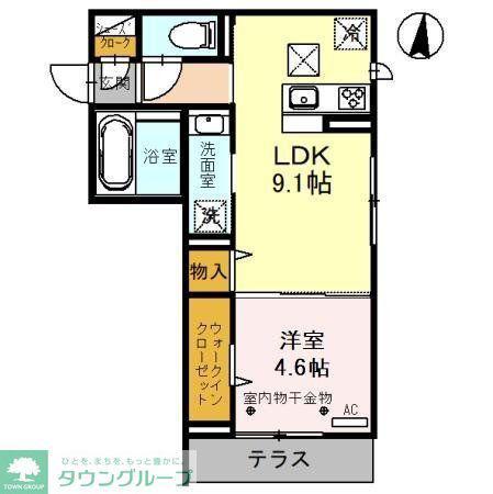 ARTS&K(1LDK/1階)の間取り写真