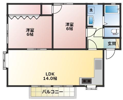 グリーンピアB(2LDK/1階)の間取り写真