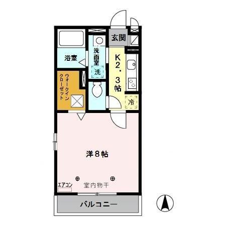 エターナルB(1K/1階)の間取り写真