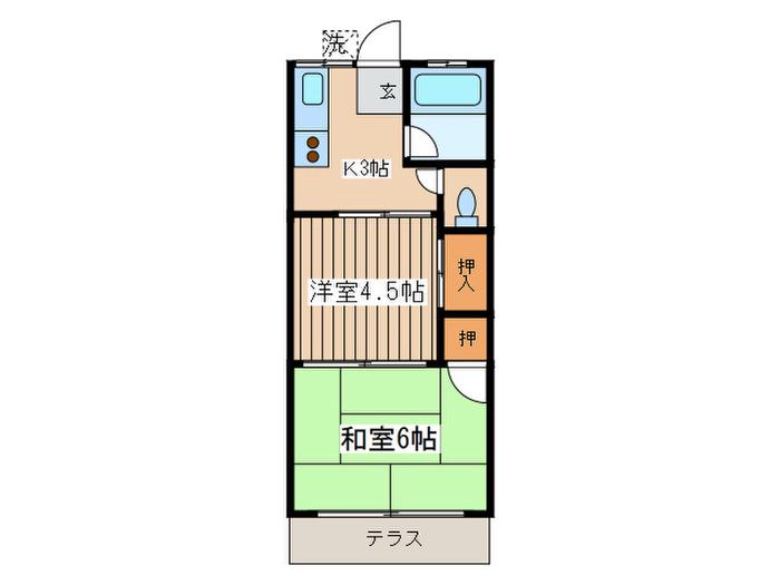 フレンドハイツ(2K/1階)の間取り写真