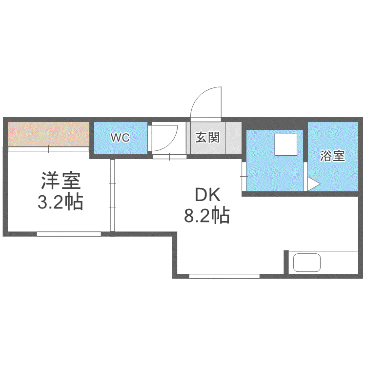 ルイ24(1DK/3階)の間取り写真