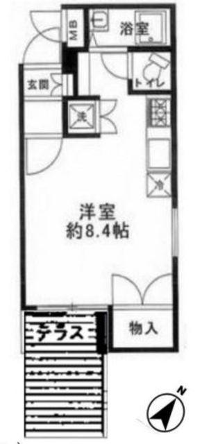 ウィンベルデュエット堀切菖蒲園(ワンルーム/1階)の間取り写真