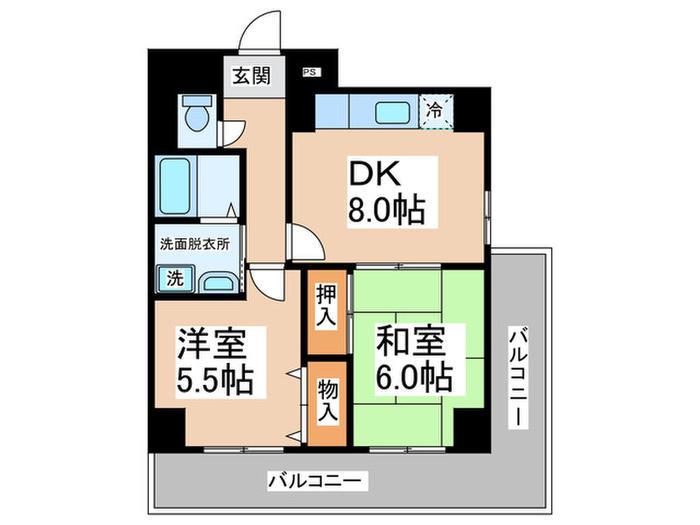 グリットハウス津久野(2LDK/4階)の間取り写真