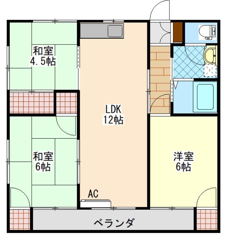 第3コーポ川越(3LDK/2階)の間取り写真