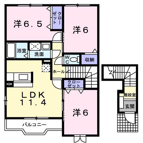 プリンスA(3LDK/2階)の間取り写真