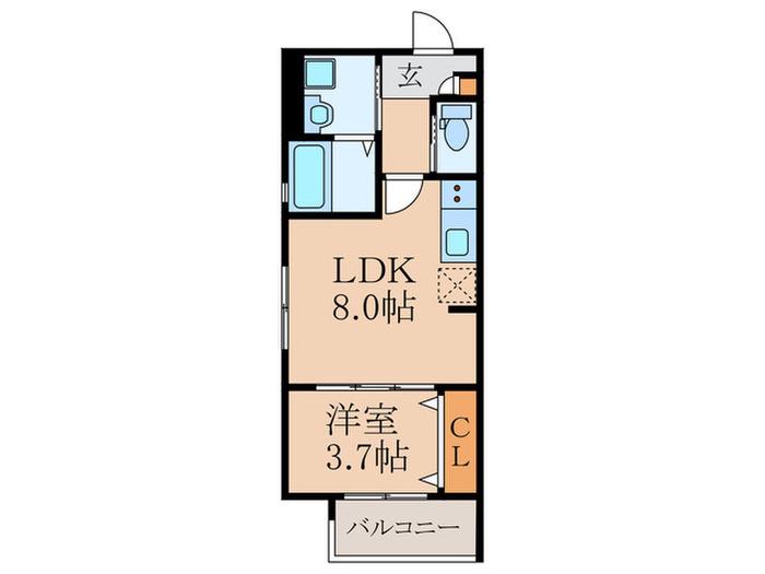 GRACIASCOURT石橋阪大前(1LDK/1階)の間取り写真