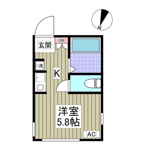 ヒルズ横浜(ワンルーム/1階)の間取り写真