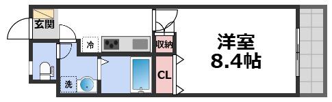 ロータスコートII(1K/2階)の間取り写真