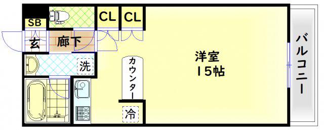 CITY SPIRE難波ウエスト(ワンルーム/4階)の間取り写真