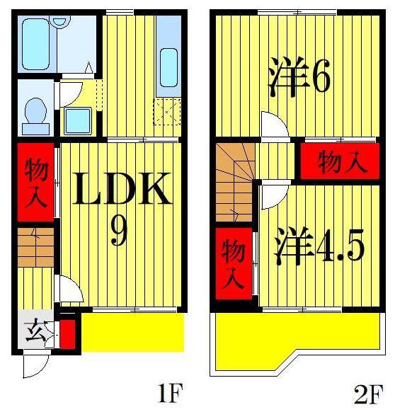 ベルテス石川(2LDK/1階)の間取り写真
