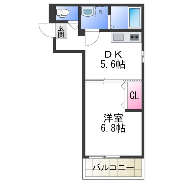 FELIZ諏訪ノ森(1DK/2階)の間取り写真