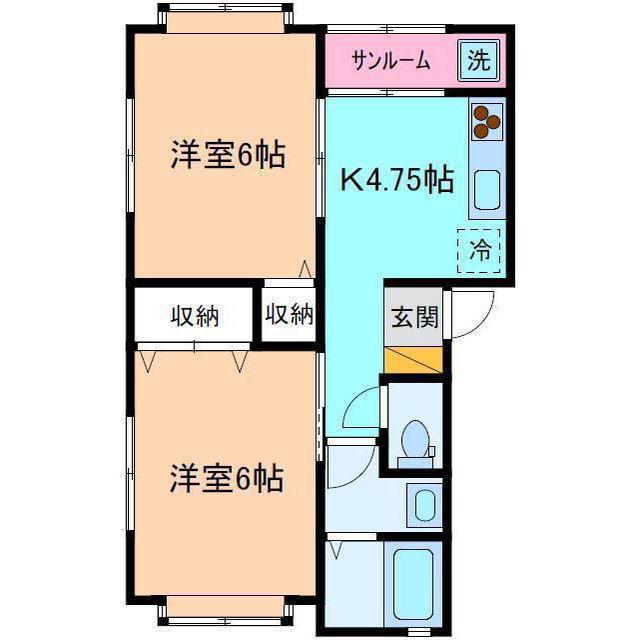 リーヴァ(2K/2階)の間取り写真