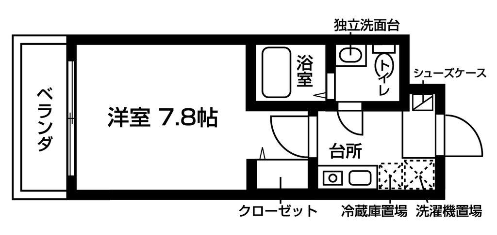 ルレーヴ向山(1K/3階)の間取り写真