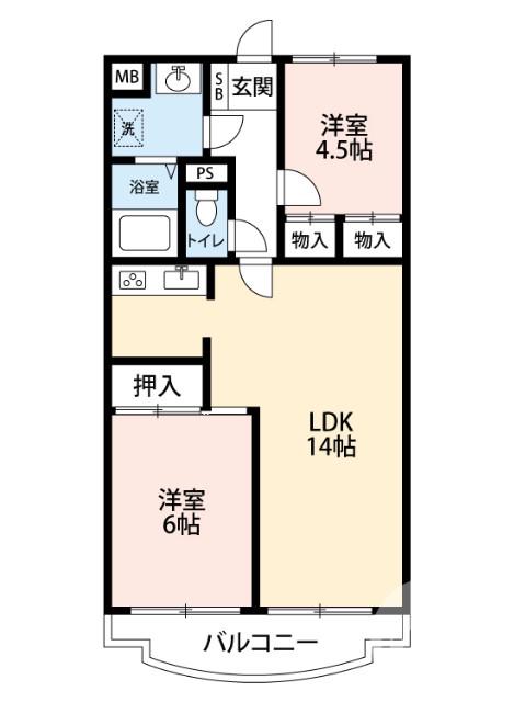 シャルマンドミール(2LDK/2階)の間取り写真