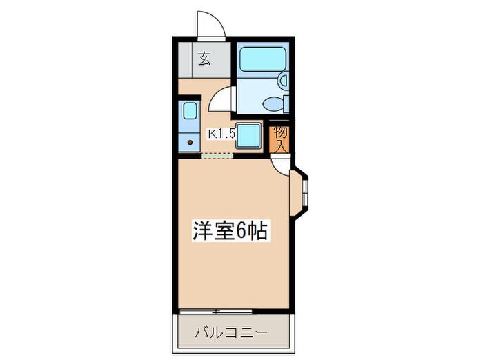 カーサ鶴巻(1K/1階)の間取り写真