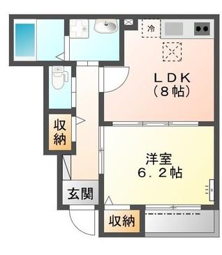 プリオール・メゾン(1LDK/1階)の間取り写真