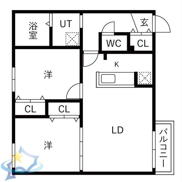 TERRACE SOEN(2LDK/3階)の間取り写真