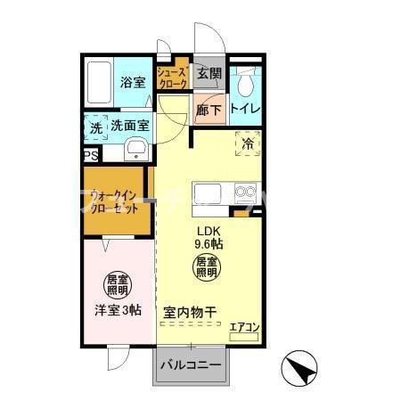 グランマーレ C(1LDK/2階)の間取り写真