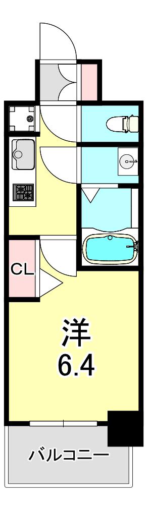 プレサンスOSAKA DEMECITYビーツ(1K/2階)の間取り写真