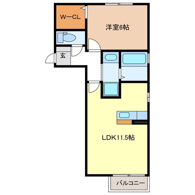 ジークレフ(1LDK/1階)の間取り写真