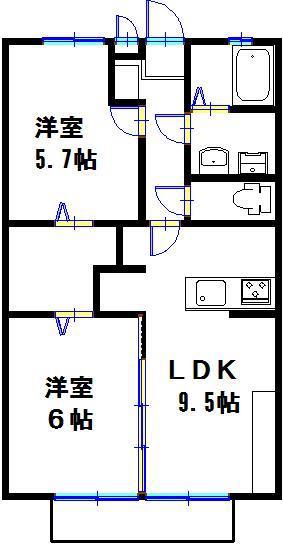 サンガーデン(2LDK/1階)の間取り写真