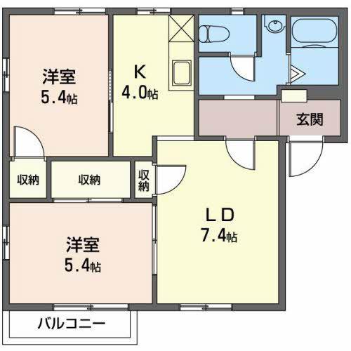 フレグランス上原(2LDK/1階)の間取り写真