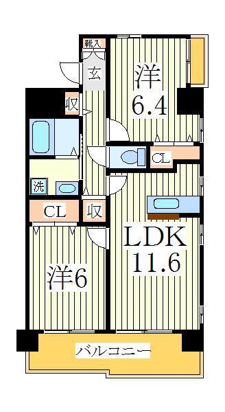 GREEN HILL RESIDENCE(2LDK/7階)の間取り写真
