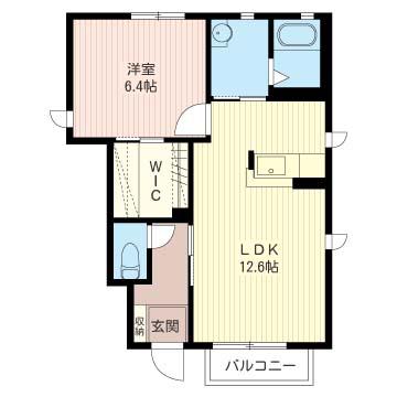 ブラウンコートA(1LDK/1階)の間取り写真