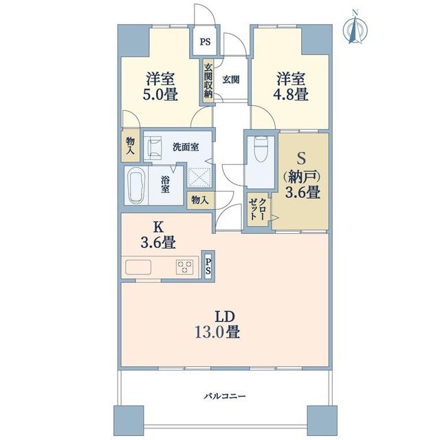 東町・江戸町ビル(2LDK/18階)の間取り写真