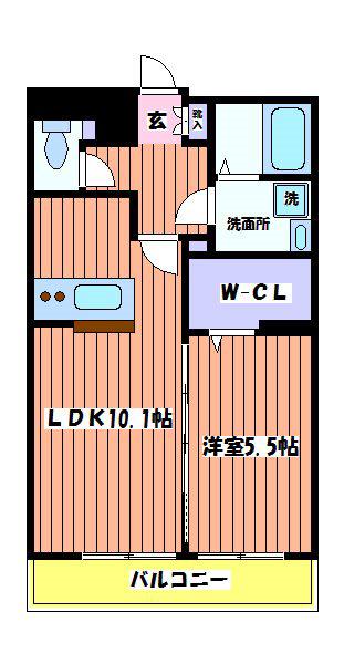 アミクール日野(1LDK/1階)の間取り写真