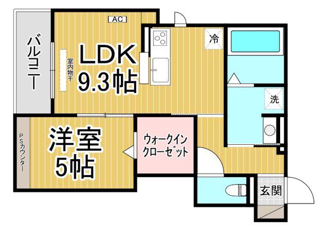 リバーサイド夙川東(1LDK/2階)の間取り写真