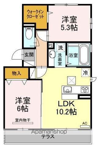 ヴィラフェリオ(2LDK/1階)の間取り写真
