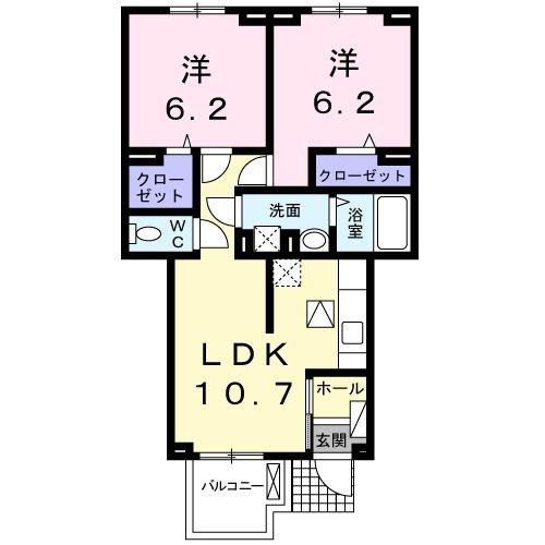ラビットレジデンス(2LDK/1階)の間取り写真