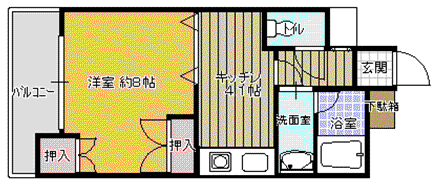 木原ビル(1DK/2階)の間取り写真