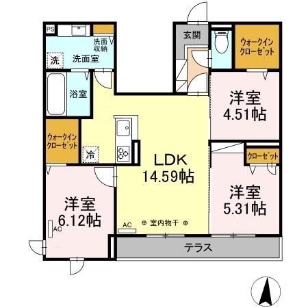 プライム レジデンス(3LDK/1階)の間取り写真
