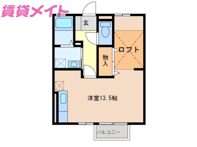 セジュール花梨(ワンルーム/2階)の間取り写真