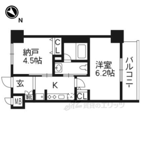 エステムプラザ京都河原町通2レジデンシャ(2K/7階)の間取り写真