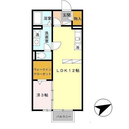 カサベルデ(1LDK/1階)の間取り写真